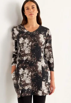 Cellbes of Sweden Mönstrad trikåtunika med fickor Svart / Beige / Mönstrad Online