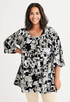 Cellbes of Sweden Mönstrad tunika Svart / Beige Clearance