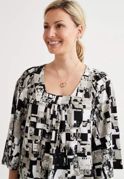 Cellbes of Sweden Mönstrad tunika Svart / Beige Clearance