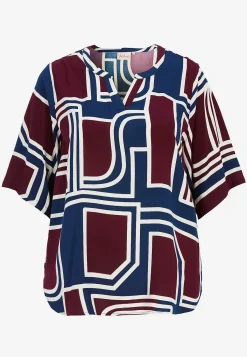 Wasabiconcept Mönstrad viskosblus Vinröd / Mönstrad Clearance