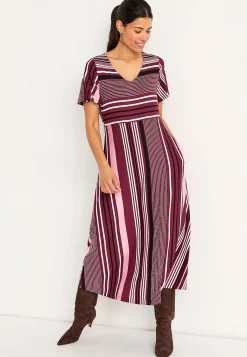 Cellbes of Sweden Mönstrad viskosklänning Vinröd / Randig Best