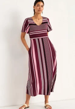 Cellbes of Sweden Mönstrad viskosklänning Vinröd / Randig Best