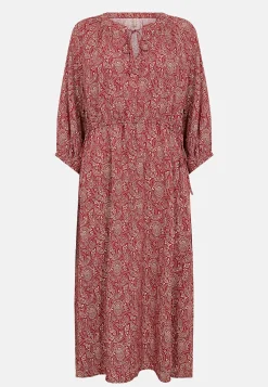 Soyaconcept Mönstrad viskosklänning Röd/Beige/Mönstrad Hot