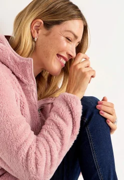 Cellbes of Sweden Mysig fleecejacka med huva Gammalrosa New