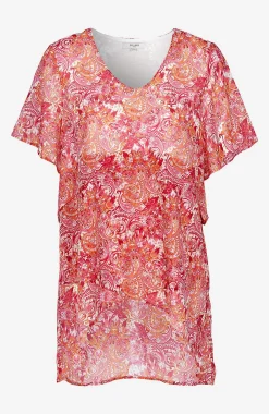 Cellbes of Sweden Paisleymönstrad chiffongtunika Cerise / Mönstrad