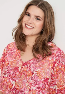 Cellbes of Sweden Paisleymönstrad chiffongtunika Cerise / Mönstrad