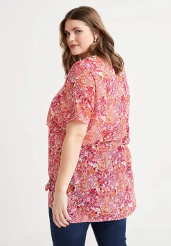 Cellbes of Sweden Paisleymönstrad chiffongtunika Cerise / Mönstrad