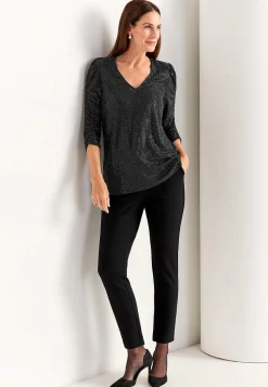 Cellbes of Sweden Paljettopp med 3/4-ärmar Svart / Glitter Clearance