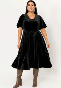 Cellbes of Sweden Plisserad sammetsklänning Svart New