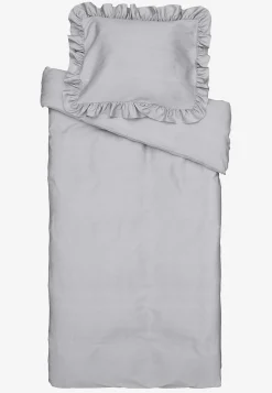 Cellbes of Sweden Påslakanset i satin med volanger Ekologisk bomull Ljusgrå Discount
