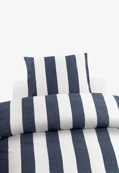 Borganäs Randigt påslakanset Block stripe Blå / Vit Clearance