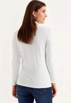 Cellbes of Sweden Ribbad polotröja i ekologisk bomull Vit