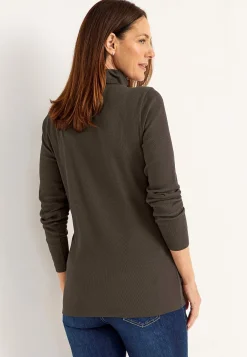 Cellbes of Sweden Ribbad polotröja i ekologisk bomull Brun Outlet