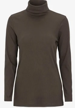 Cellbes of Sweden Ribbad polotröja i ekologisk bomull Brun Outlet