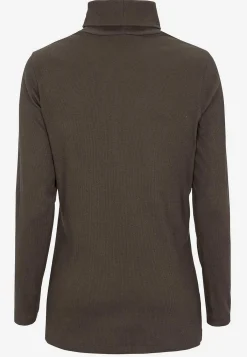 Cellbes of Sweden Ribbad polotröja i ekologisk bomull Brun Outlet