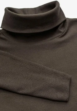 Cellbes of Sweden Ribbad polotröja i ekologisk bomull Brun Outlet