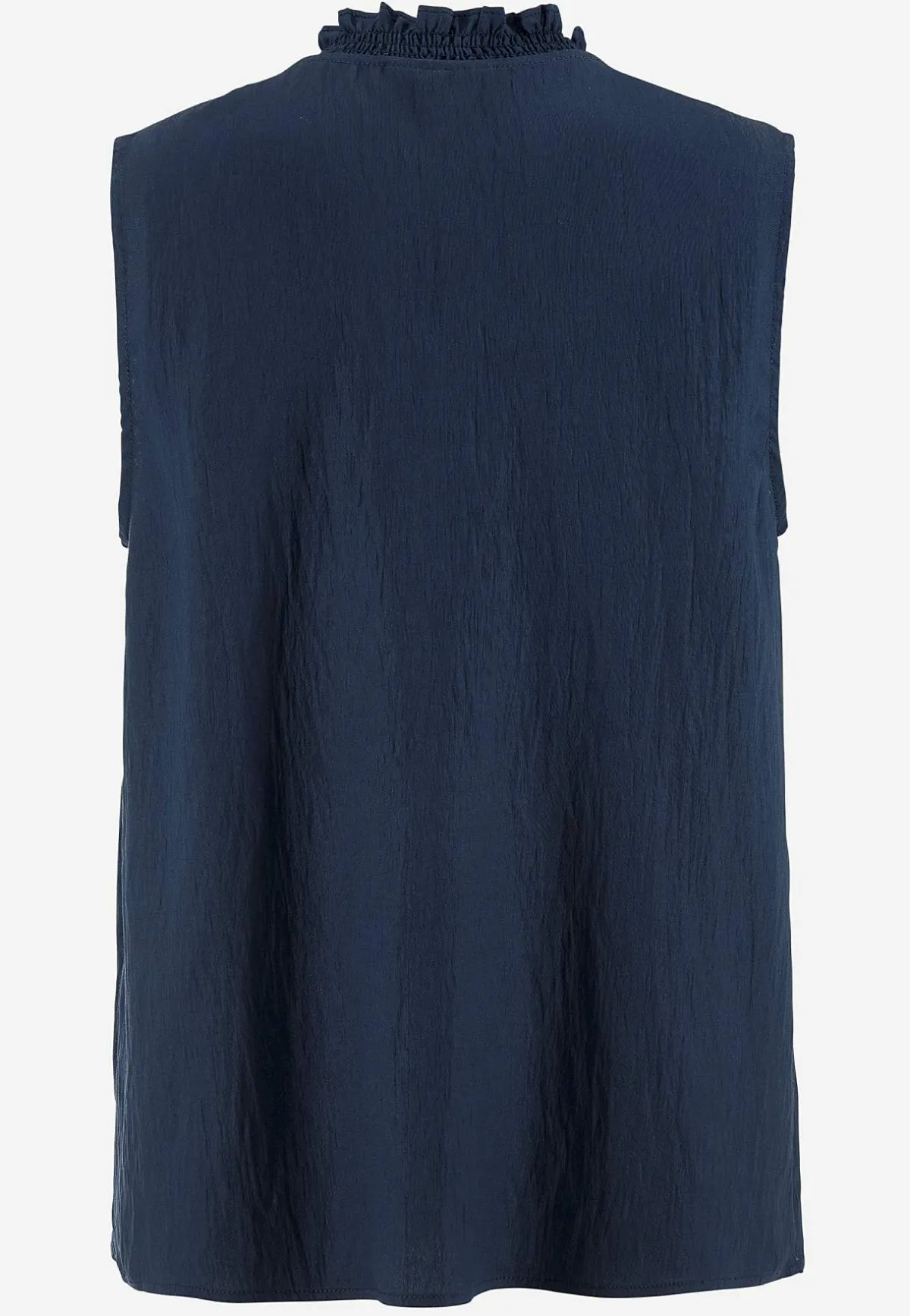 Freequent Ärmlös blus med rynkdetaljer Marin Best