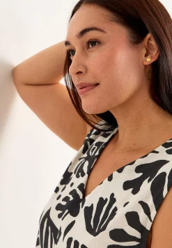 Cellbes of Sweden Ärmlös trikåtopp med v-ringning Svart / Mönstrad Sale