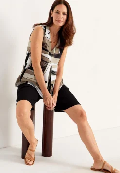 Cellbes of Sweden Ärmlös trikåtopp med v-ringning Svart / Mönstrad Sale