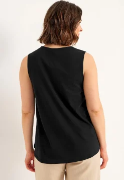 Cellbes of Sweden Ärmlös trikåtopp med v-ringning Svart / Mönstrad Sale