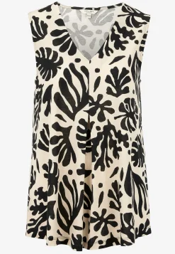 Cellbes of Sweden Ärmlös trikåtopp med v-ringning Svart / Mönstrad Sale