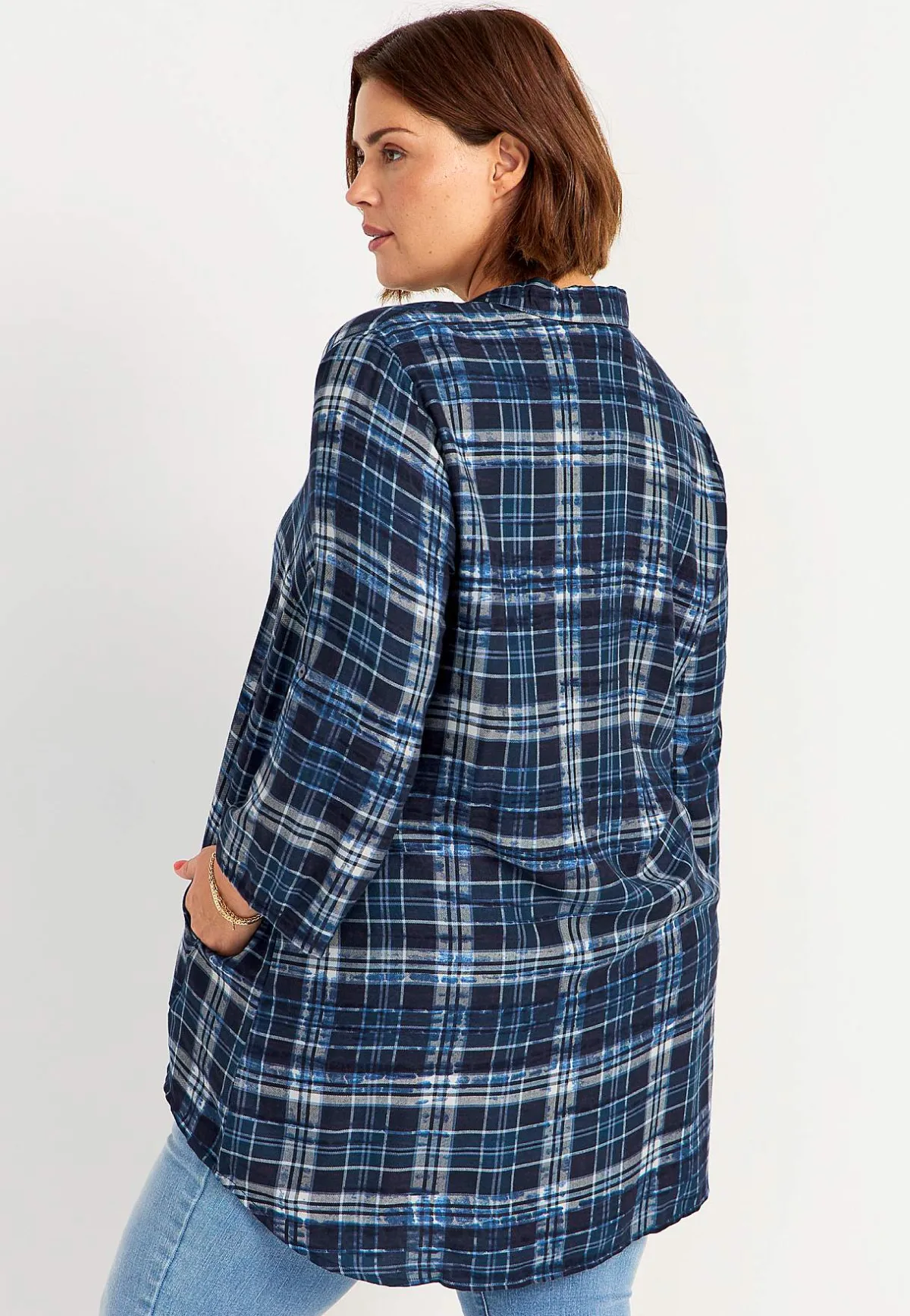 Cellbes of Sweden Rutig tunika med krage Blå / Rutig Clearance