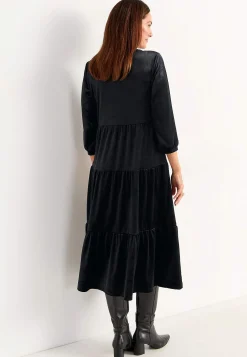 Cellbes of Sweden Sammetsklänning med volang Svart Discount