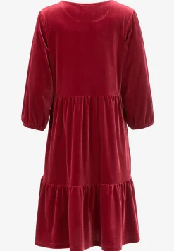 Cellbes of Sweden Sammetsklänning med volanger Mörkröd Outlet