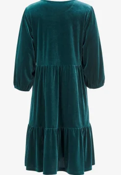 Cellbes of Sweden Sammetsklänning med volanger Petrolgrön Online