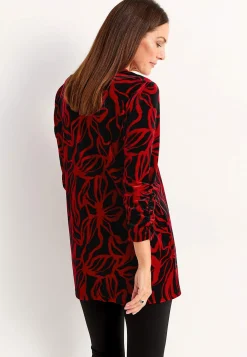 Cellbes of Sweden Sammetstunika med rynkad ärmdetalj Röd / Mönstrad Outlet