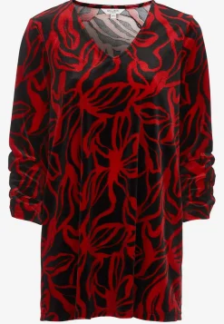 Cellbes of Sweden Sammetstunika med rynkad ärmdetalj Röd / Mönstrad Outlet