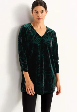 Cellbes of Sweden Sammetstunika med rynkad ärmdetalj Mörkgrön / Mönstrad Online