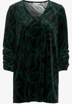 Cellbes of Sweden Sammetstunika med rynkad ärmdetalj Mörkgrön / Mönstrad Online