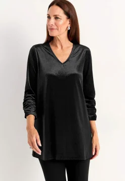 Cellbes of Sweden Sammetstunika med rynkad ärmdetalj Svart / Enfärgad Online