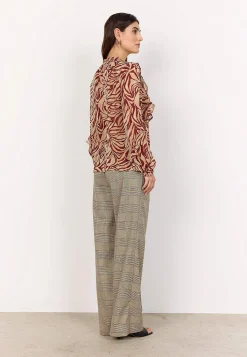 Soyaconcept Skir blus med volanger Röd/Beige/Mönstrad New