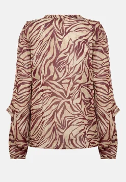 Soyaconcept Skir blus med volanger Röd/Beige/Mönstrad New