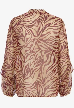 Soyaconcept Skir blus med volanger Röd/Beige/Mönstrad New