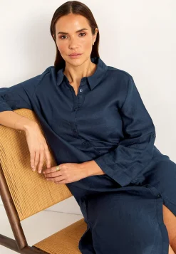 Cellbes of Sweden Skjortklänning Premium i lin Marin Clearance