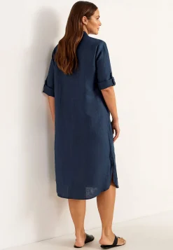 Cellbes of Sweden Skjortklänning Premium i lin Marin Clearance