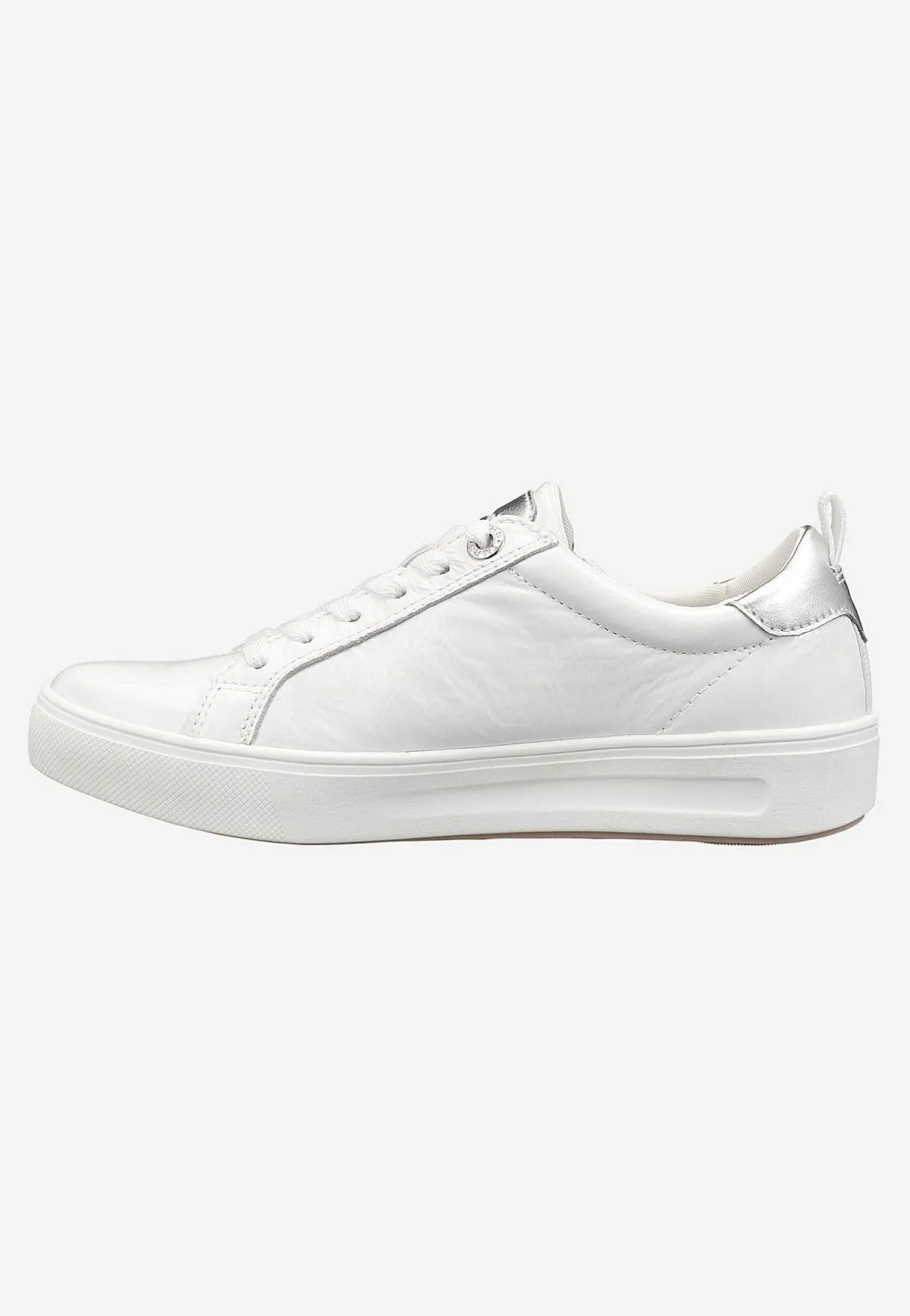 Tamaris Sneaker i lackat skinn Vit Discount