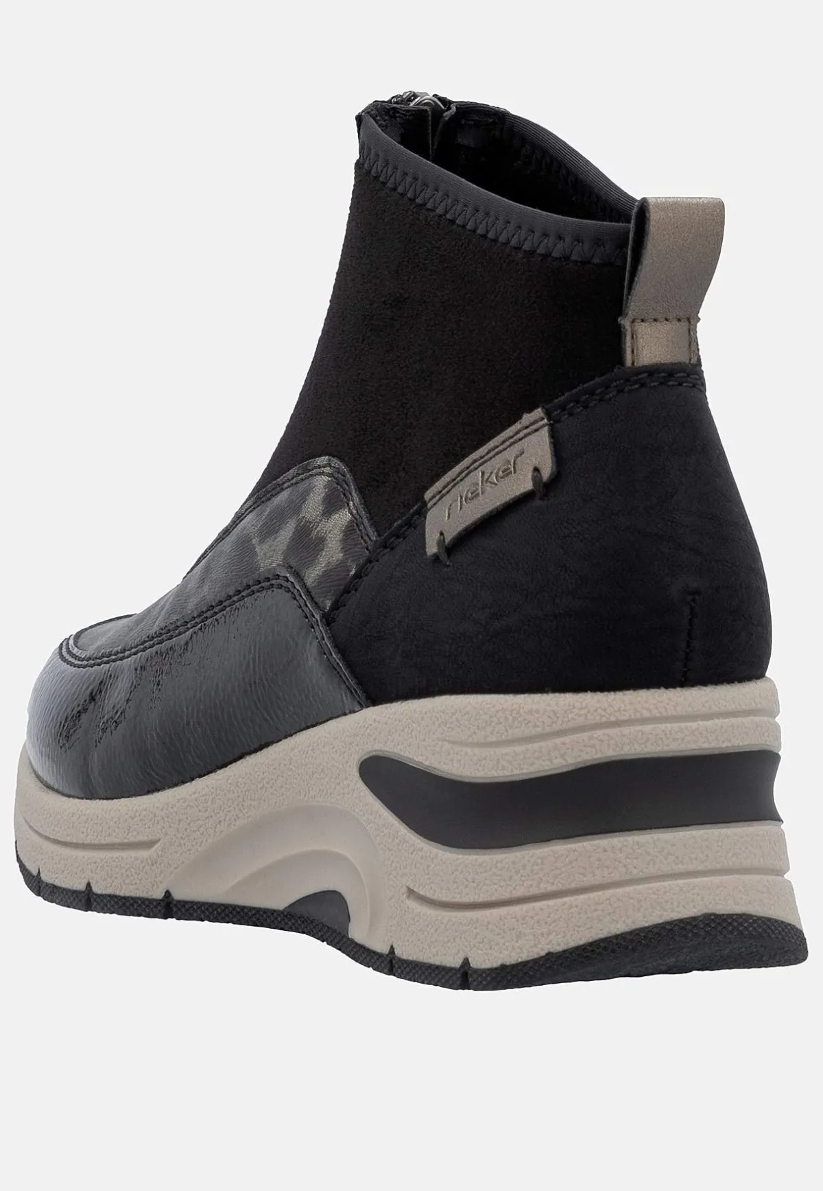 Rieker Sneakerkänga med kilklack Svart / Mönstrad Sale