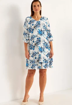 Cellbes of Sweden Somrig festklänning med volanger Blå / Blommig Discount