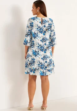 Cellbes of Sweden Somrig festklänning med volanger Blå / Blommig Discount