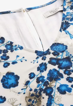 Cellbes of Sweden Somrig festklänning med volanger Blå / Blommig Discount