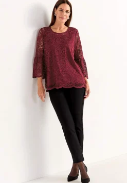 Cellbes of Sweden Spetstopp med trumpetärm Vinröd