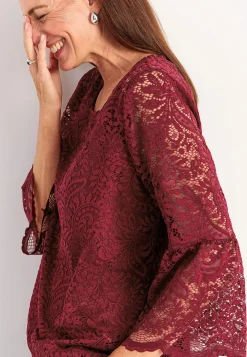 Cellbes of Sweden Spetstopp med trumpetärm Vinröd