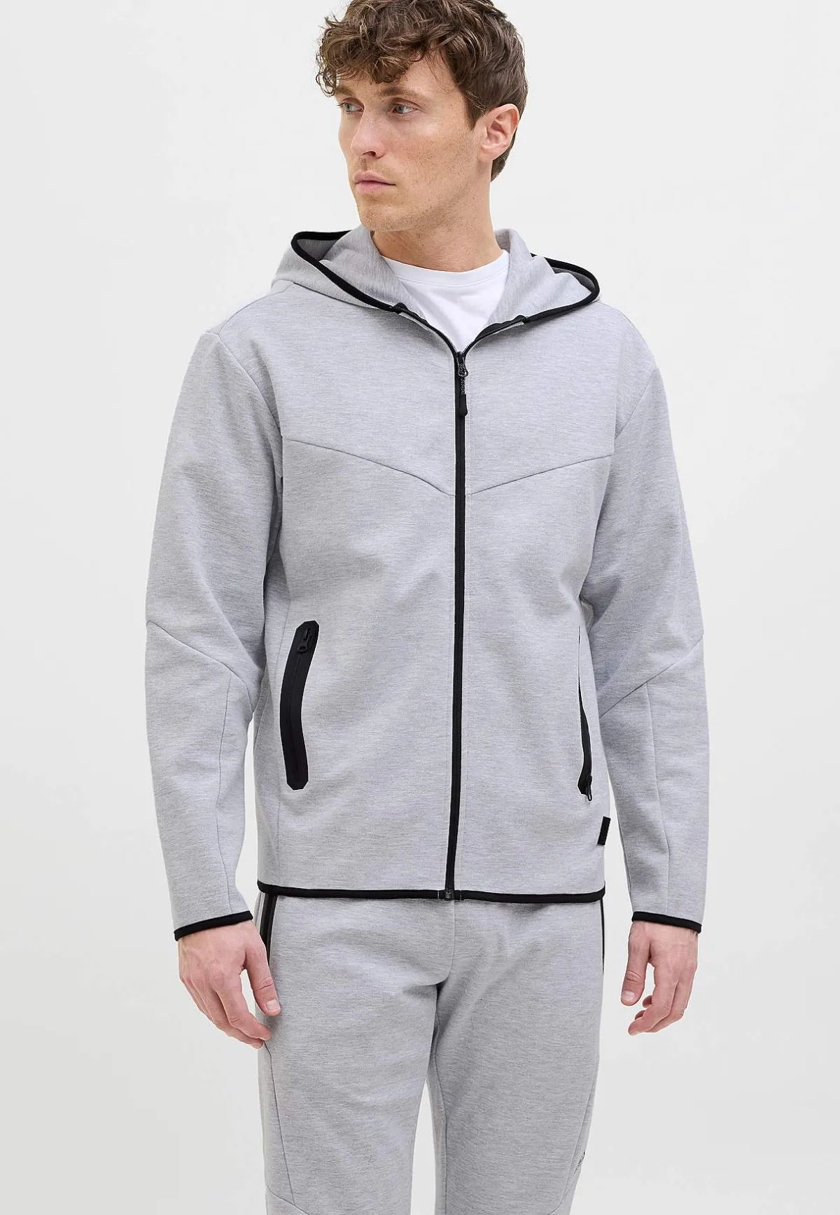 JACK & JONES Sportig huvtröja med dragkedja Ljus gråmelange Hot