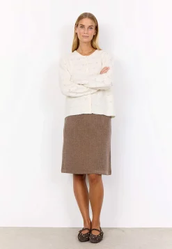 Soyaconcept Stickad cardigan med hålmönster Crememlange Hot