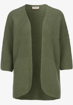 Freequent Stickad cardigan med trekvartsärm Olivgrön Sale