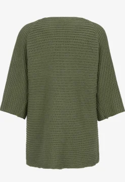 Freequent Stickad cardigan med trekvartsärm Olivgrön Sale